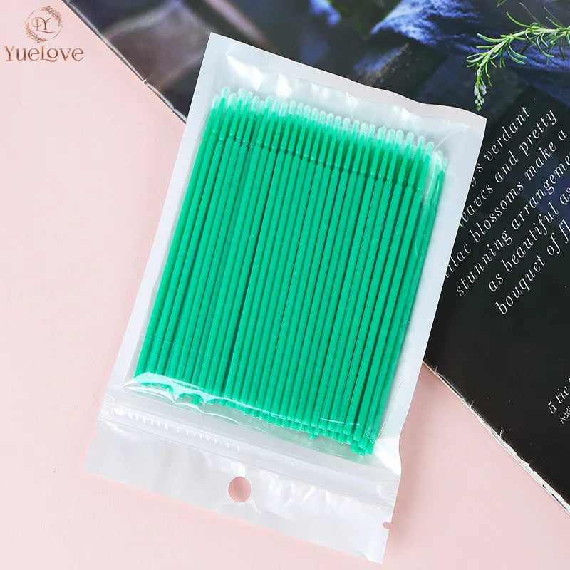 100Pcs Eyelash Micro Cleaning Brushes | Lash Extension Swabs