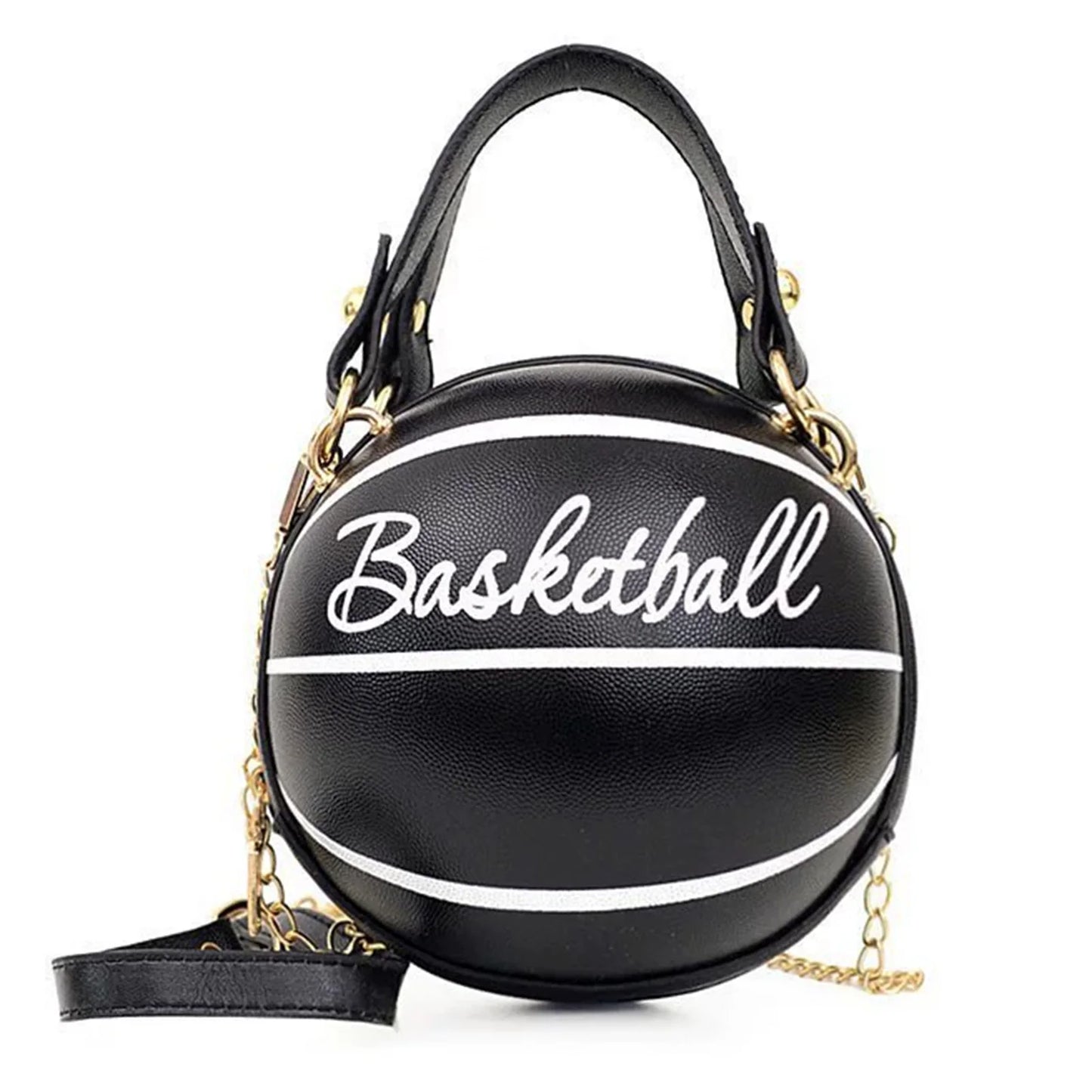 Novelty Basketball Purse For Women PU Leather Basketball Soccer Shoulder Bag for Daily Shopping Travel Peaceful Pleasures Health and Wellness Basketball black
