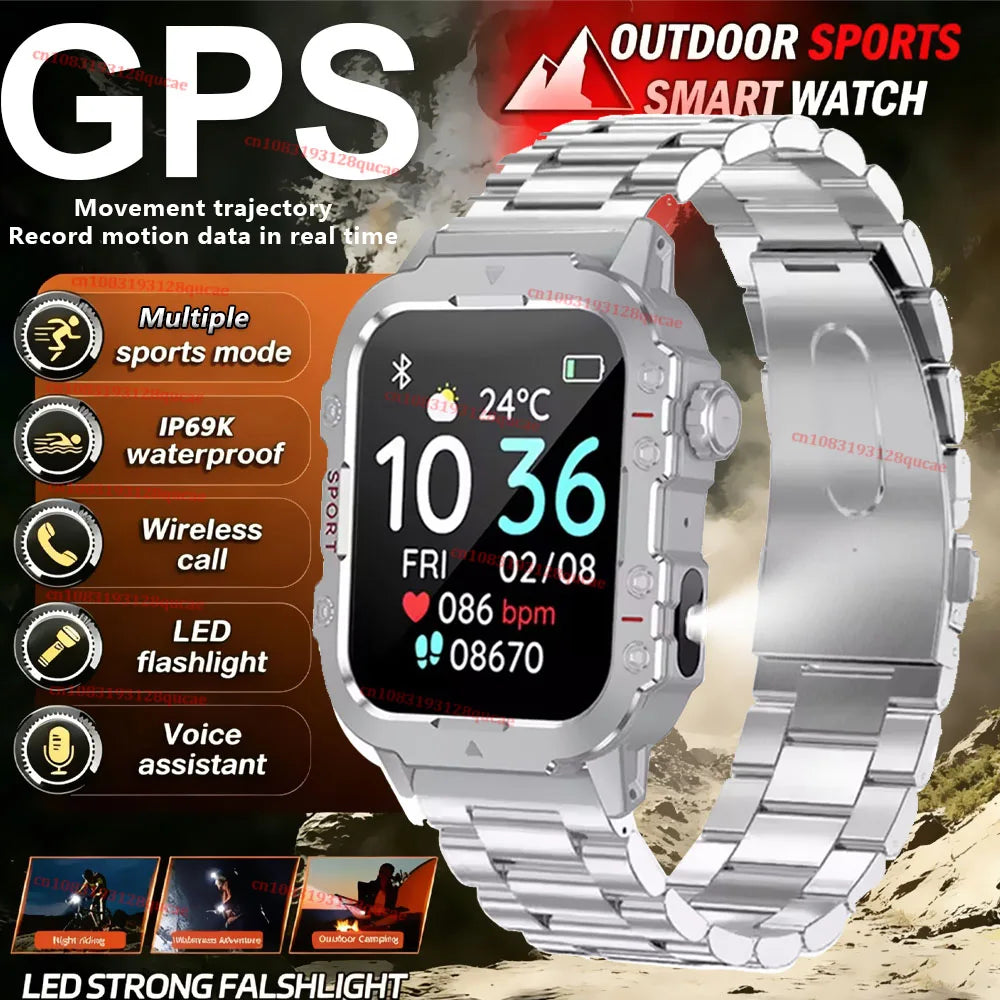 New Military Smart Watch Men IP68 5ATM Waterproof Outdoor Sports Fitness Tracker Health Monitor 2.01Inch BT Call Smartwatch Hw12 Peaceful Pleasures Health and Wellness Silver Steel