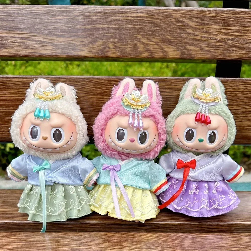 For Labubu I II III Dolls Clothes for Korean Traditional Dress Hanbok Outfit Doll Accessories National Costumes Suit Peaceful Pleasures Health and Wellness