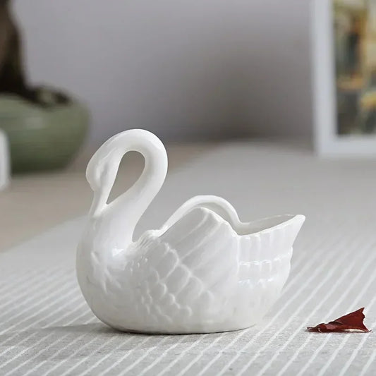 Swan Ceramic Ornaments Decoration Desktop Storage Box Tealight Candles Holder Flower Pot Home Decor Furnishings Peaceful Pleasures Health and Wellness
