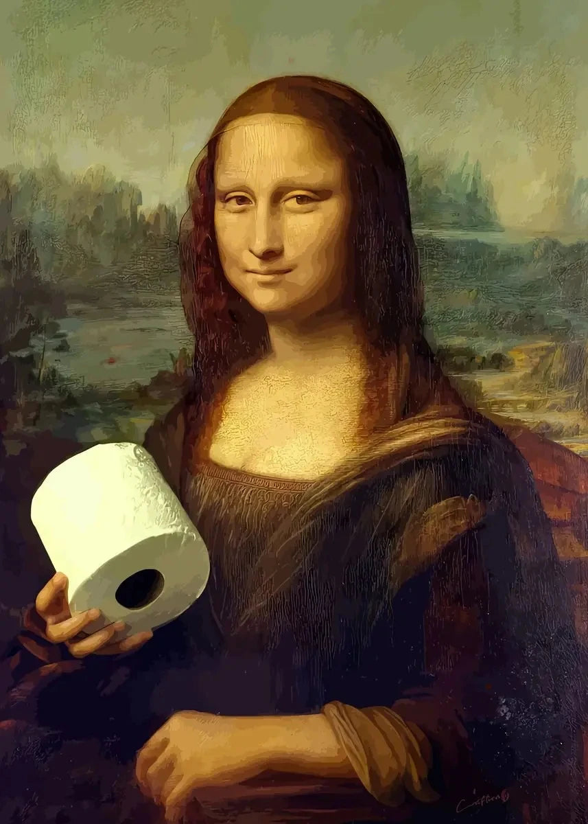 Funny Mona Lisa Bathroom Canvas Wall Art | Unframed Print