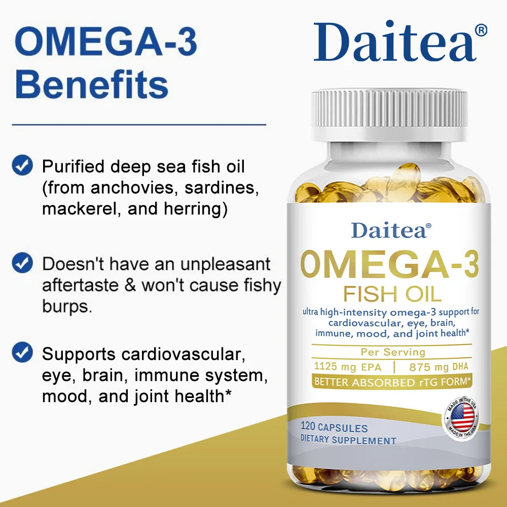 OMEGA-3 Fish Oil Capsules, Ultra-High Strength Omega-3s, Support Cardiovascular, Eye, Brain, Immune, Mood, and Joint Health Peaceful Pleasures Health and Wellness