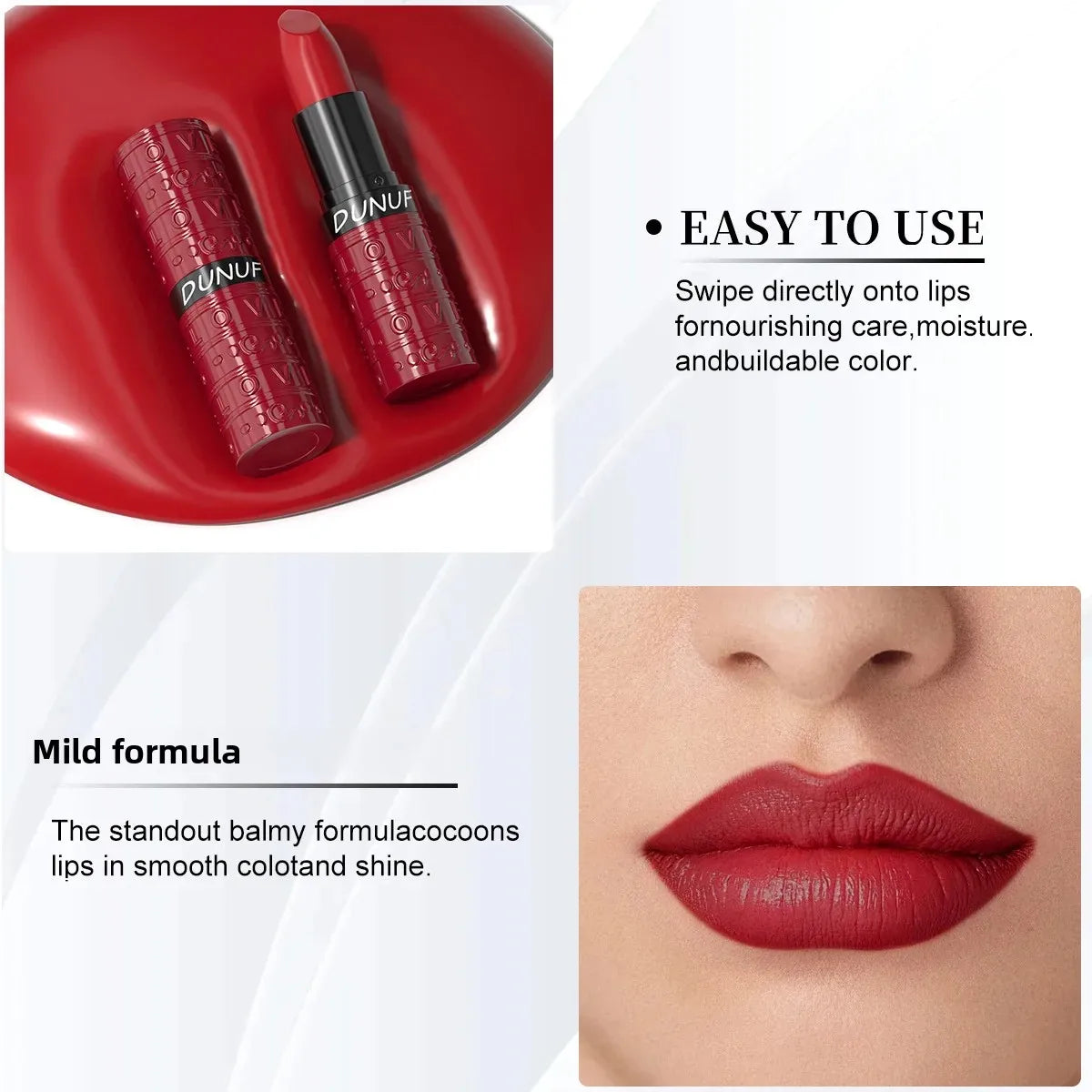 DUNUF Velvet Matte Lipstick – Waterproof & Long-Lasting, 3 Shades