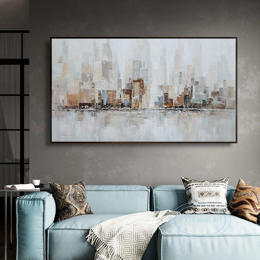 Wall Art Decor Picture Handmade Building Canvas Oil Painting Modern Abstract Acrylic Hanging Poster Home Hotel Aesthetics Mural Peaceful Pleasures Health and Wellness