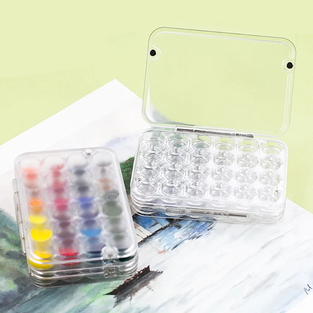 24 Grid Watercolor Pigment Packaging Box Portable Small Capacity