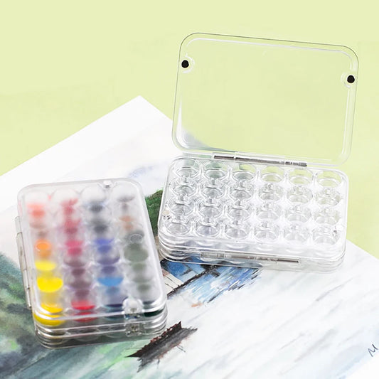 24 Grid Watercolor Pigment Packaging Box Portable Small Capacity Peaceful Pleasures Health and Wellness