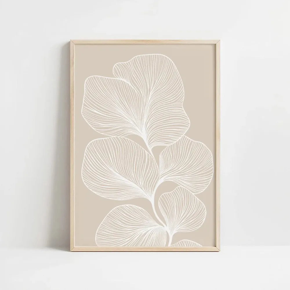 Retro Beige Floral Canvas Wall Art | Unframed Plant Print