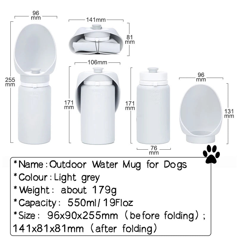 550ml Foldable Pet Travel Water Bottle for Dogs & Cats