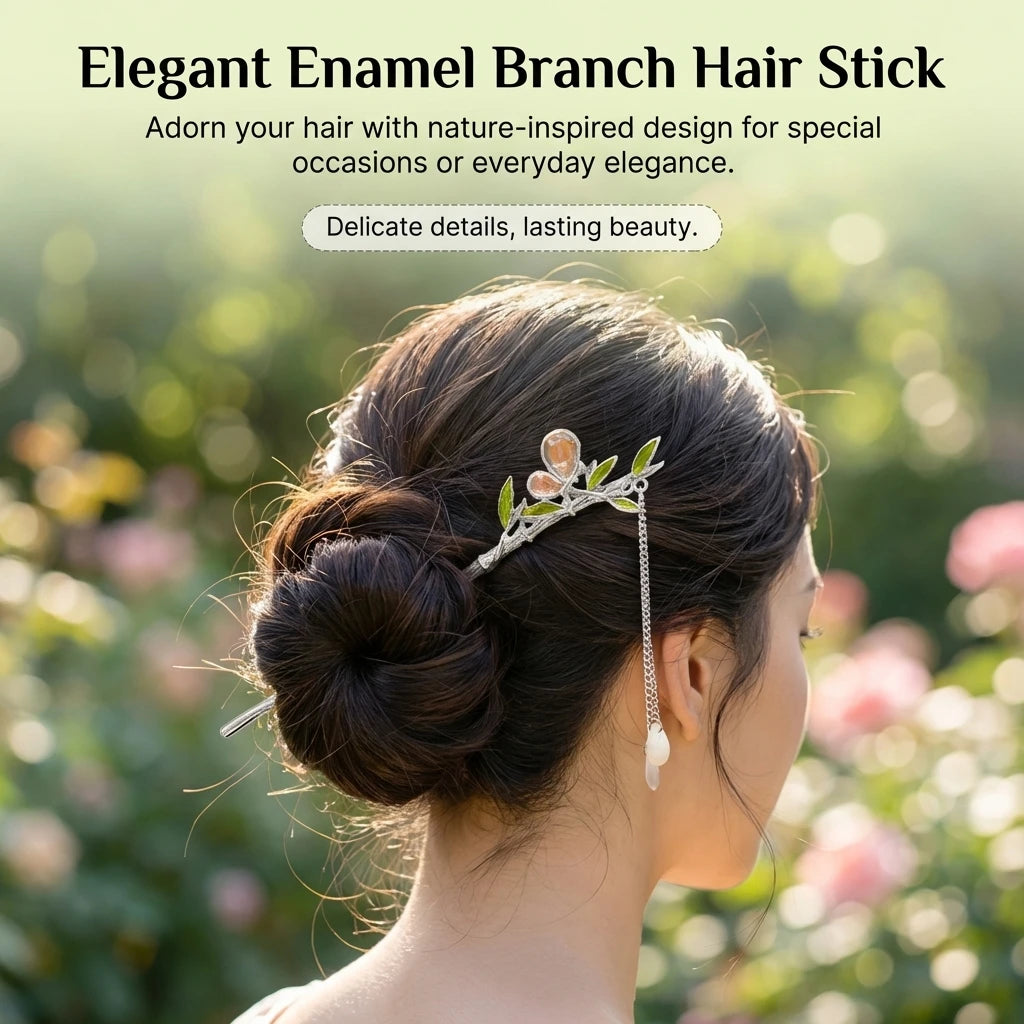 Green Bamboo Cat-Eye Tassel Hairpin For Hanfu And Ancient Style Dressing Peaceful Pleasures Health and Wellness
