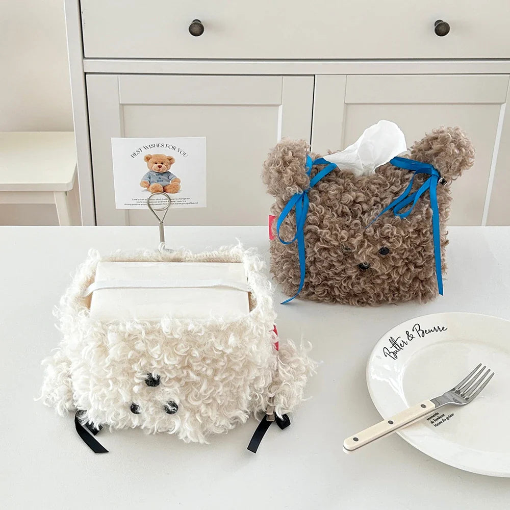 Cute Plush Dog Tissue Box Cover | Puppy Home Desk Decor