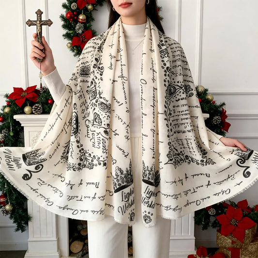 Christian Prayer Shawl Scarf | Cross & Names of Jesus | Women Prayer Shawl Scarf Peaceful Pleasures Health and Wellness