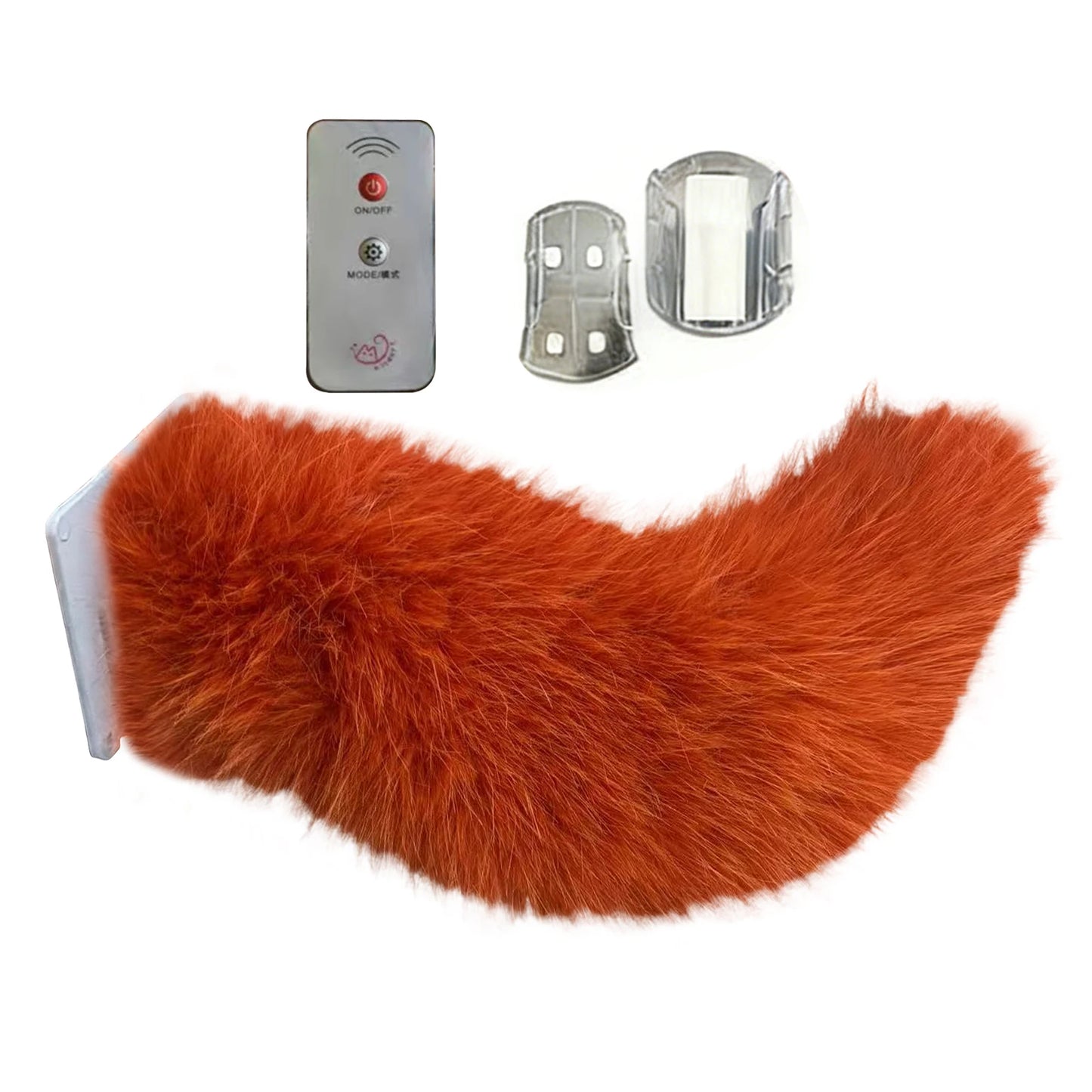 Electric Fluffy Tail For Car Decoration Sound/Remote Control Dynamic Plush Animal Tail With Buckle USB Rechargeable Accessory Peaceful Pleasures Health and Wellness Orange