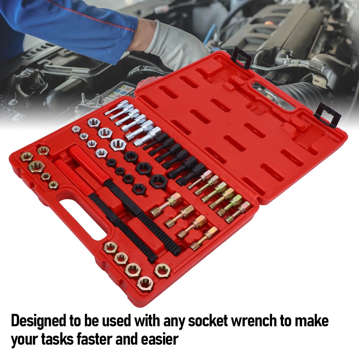 48-Piece Thread Chaser Set – Metric & SAE Taps, Dies & Files