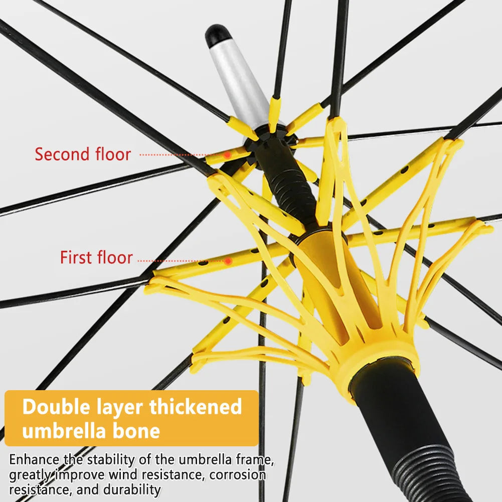 Straight Handle Automatic Umbrellas Double Layer Sun Protection Business Umbrellas Lightweight Long Handle Thickened Umbrellas Peaceful Pleasures Health and Wellness