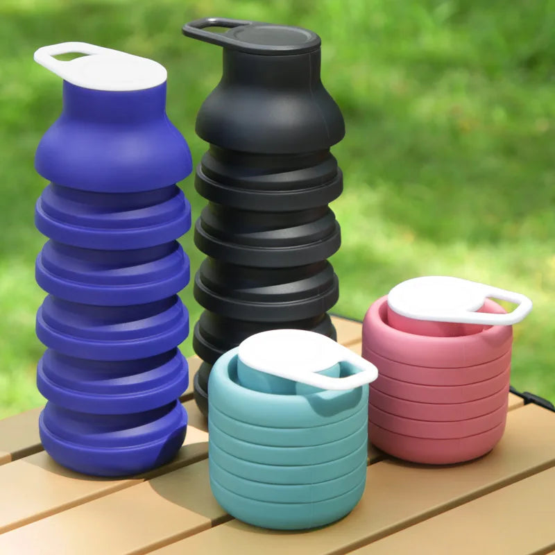 Silicone Collapsible Travel Sports Water Bottle 600ml