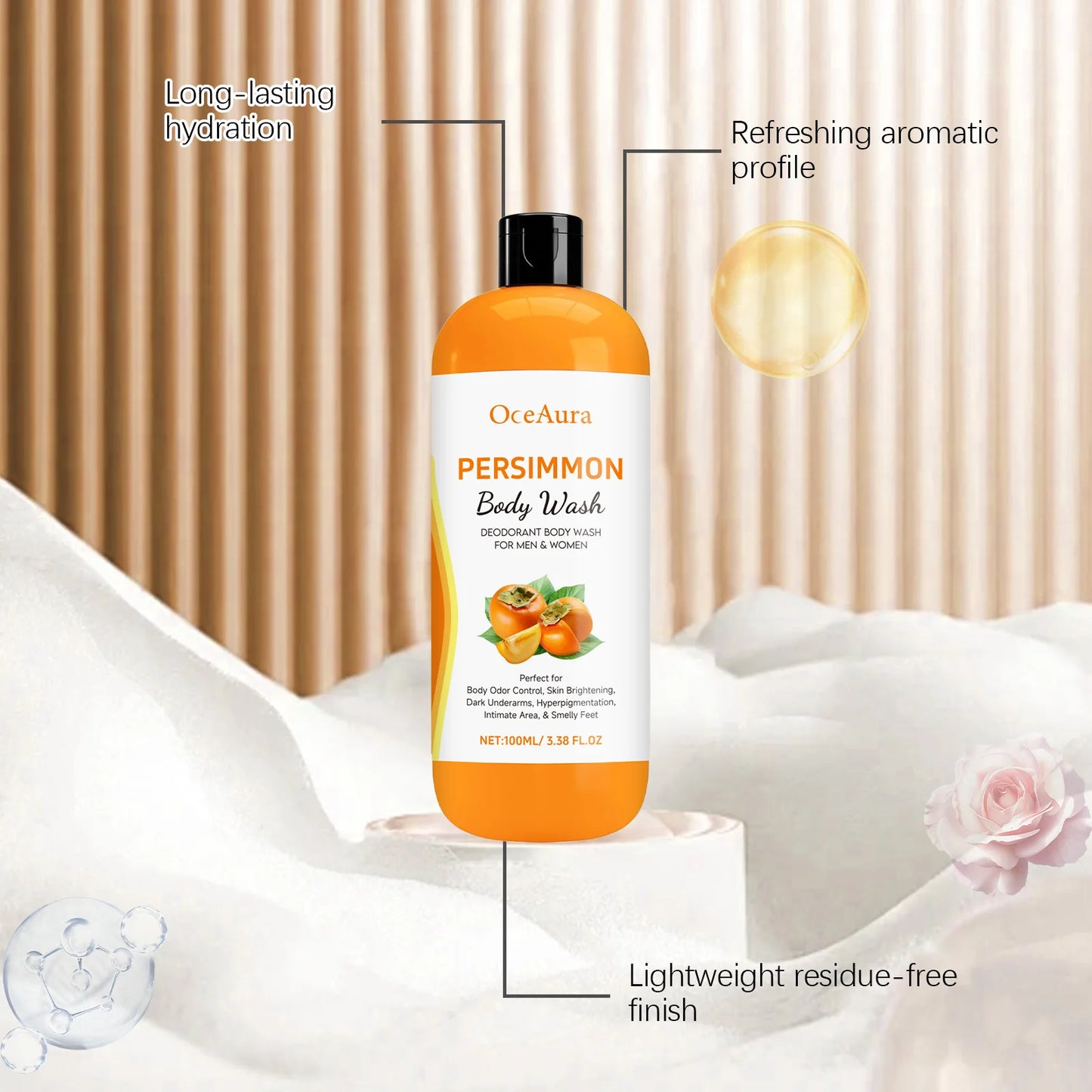 Persimmon Rosemary Body Wash Gel | Moisturizing Pore Cleanser