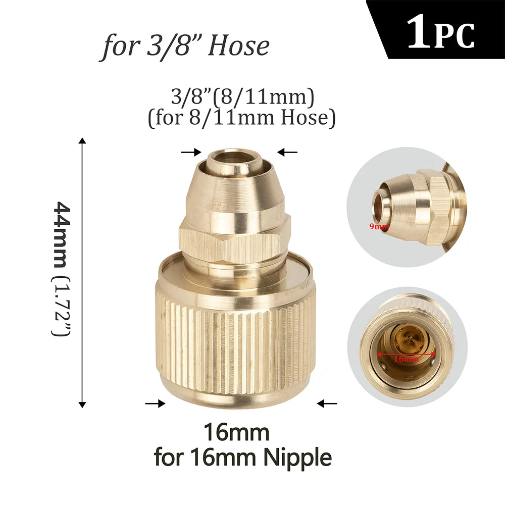 Quick Connector Water Pipe Tap Adaptor Fitting for 1/2"3/4"3/8"1/4" Irrigation Tube Water Stop Repair Joints Brass Garden Hose Peaceful Pleasures Health and Wellness E 1PCS