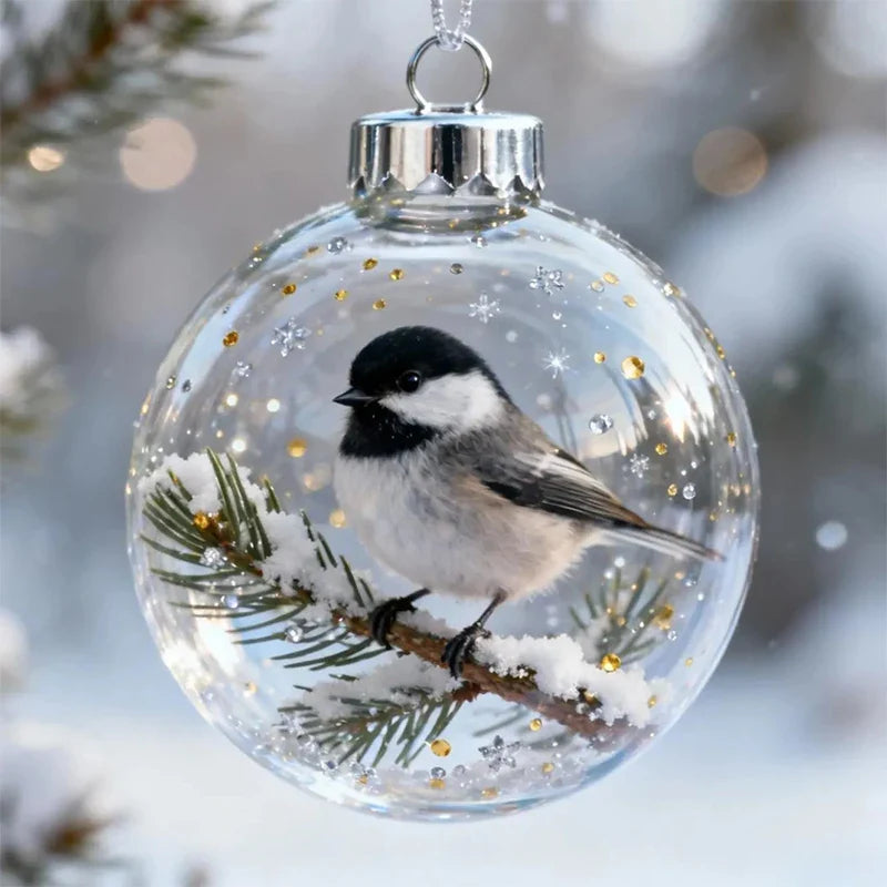Hummingbird Christmas Ball Ornament | 3D Clear Plastic Tree Decor