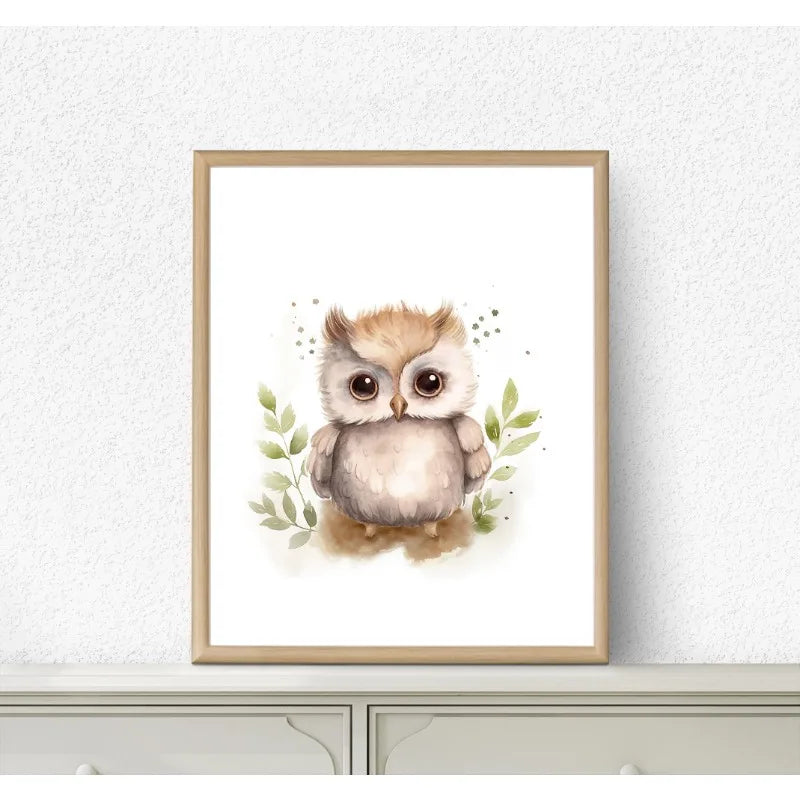 Watercolour Kawaii Woodland Baby Animals Bear Rabbit Raccoon Poster Canvas Painting Wall Art Pictures Home Bedroom Decor Peaceful Pleasures Health and Wellness 3 20x30cm Unframed