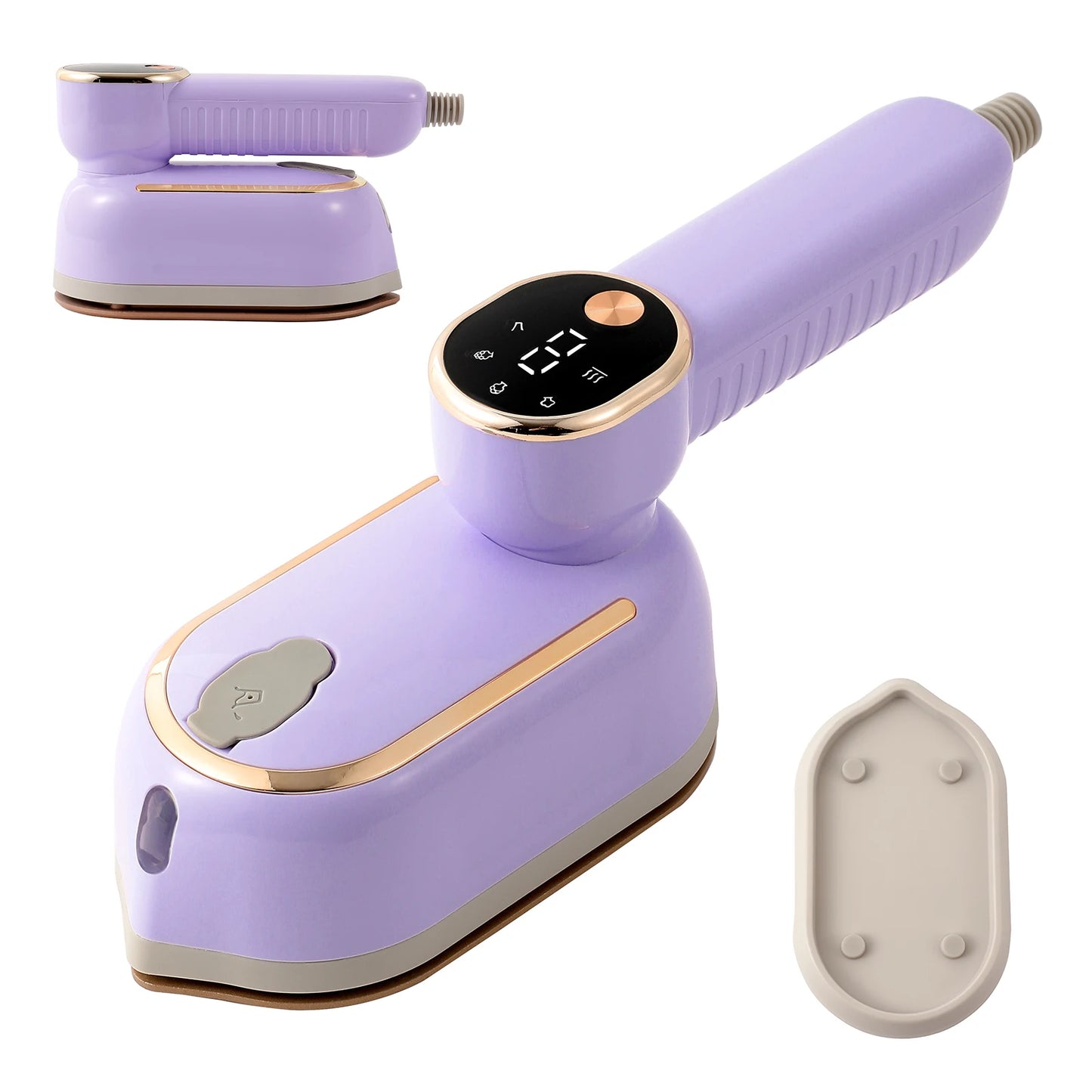 Handheld Portable Mini Steam Iron with Four Temperature Control High-Power Rotating Ironing Machine for Fabric Care Peaceful Pleasures Health and Wellness PURPLE EU