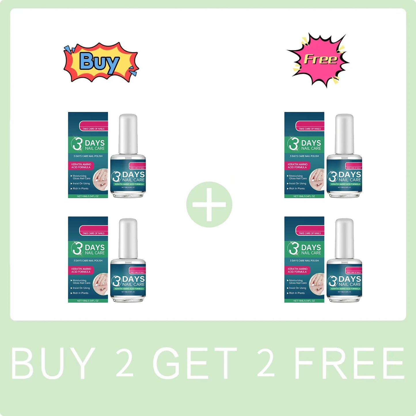 3 Days Nail Care Polish for Hand and Feet Nail Keratin Amino Acids Nail Care Natural Improve Nail Yellowing Thickening Nail Care Peaceful Pleasures Health and Wellness Buy 2 Get 2 Free