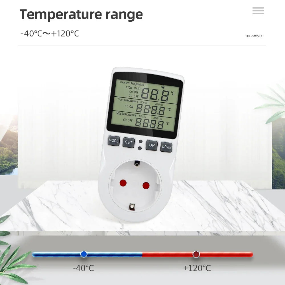 Timer Socket Digital Thermostat 220v Temperature Controller Socket Outlet With Timer Switch Cooling Heating Temperature Sensor Peaceful Pleasures Health and Wellness