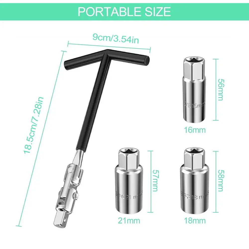 Spark Plug Sleeve T-shape 16/18/21mm Auto Motorcycle Spark Plug Removal Tools 4PCS Auto Repair Tool Set Removal Tool Peaceful Pleasures Health and Wellness A