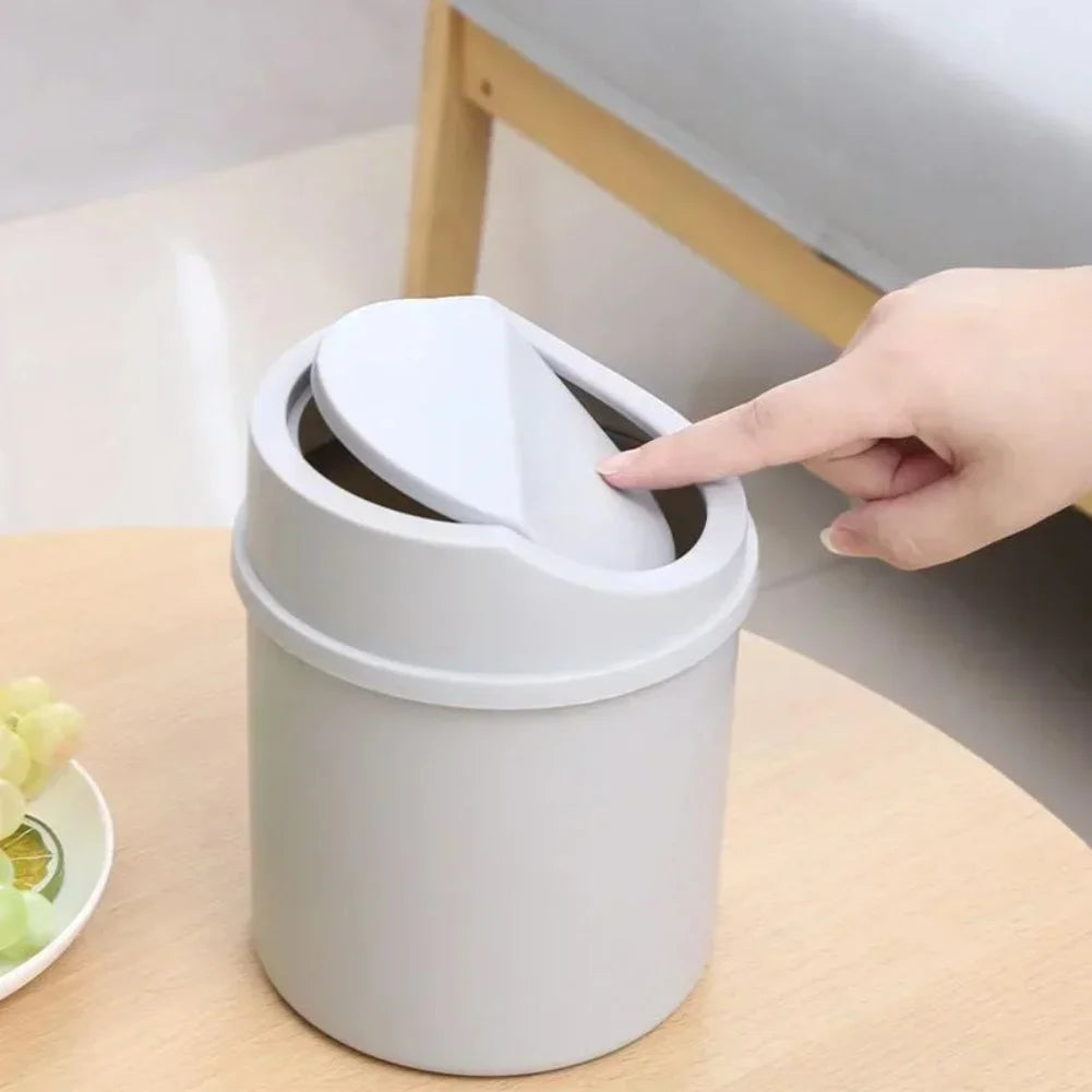Mini Desktop Trash Can with Flip Lid – Small Desk Bin