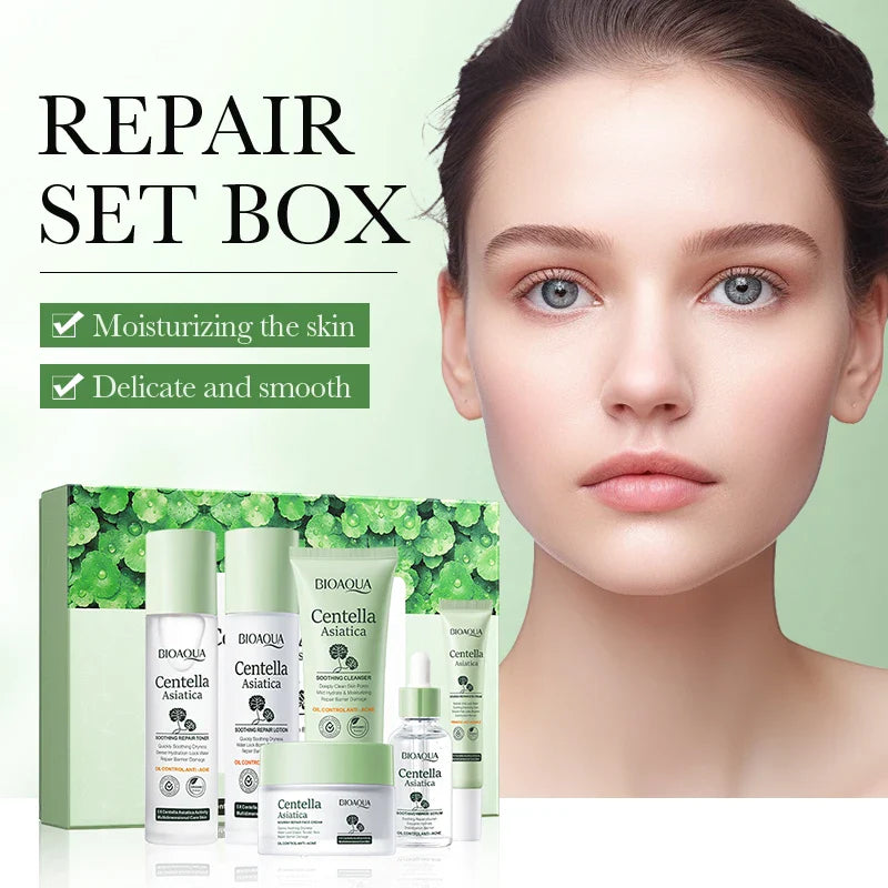 BIOAOUA Centella Asiatica 6-Piece Skincare Set – Brighten & Firm