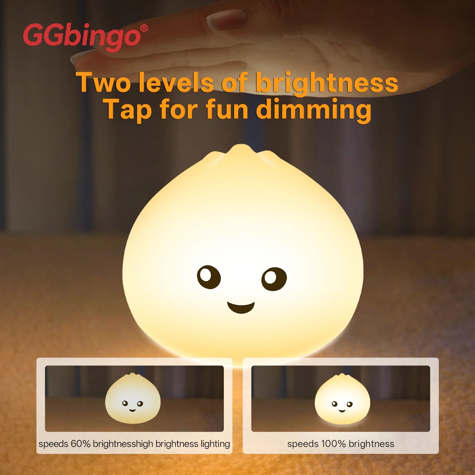 New Arrival Rechargeable Steamed Bun Night Light - Silicone Cute Eye-Protective Lamp for Children's Bedroom Ambient Lighting Peaceful Pleasures Health and Wellness