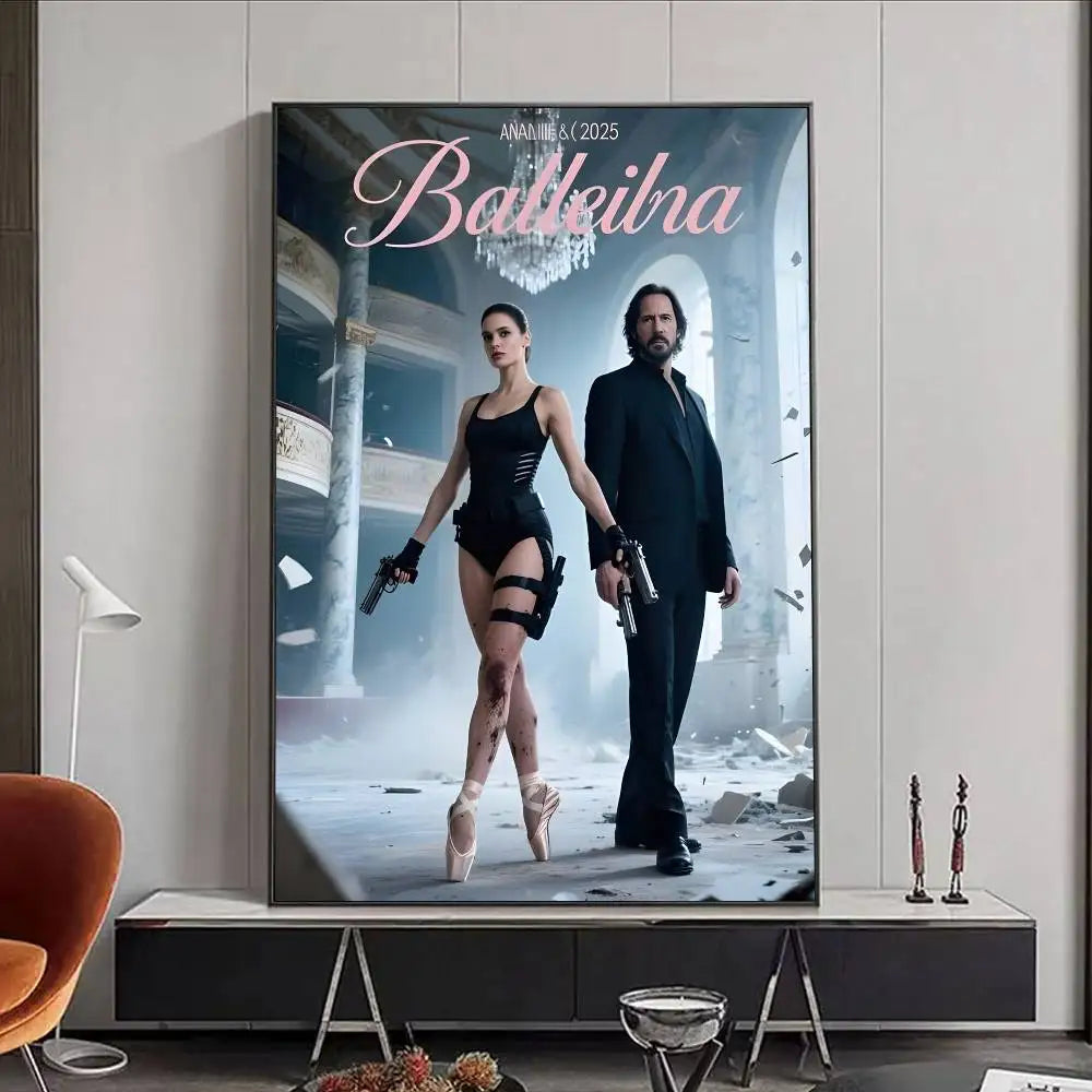 Movie J-John W-Wick B-Ballerina Poster HD art poster for home living room bar office decoration sticky waterproof Peaceful Pleasures Health and Wellness z12 21X30cmNoframe