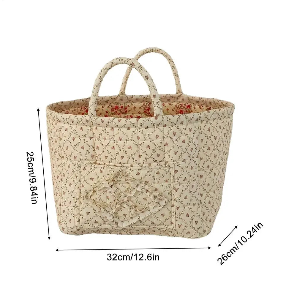 Boho Floral Quilted Storage Basket – Foldable Fabric Organizer