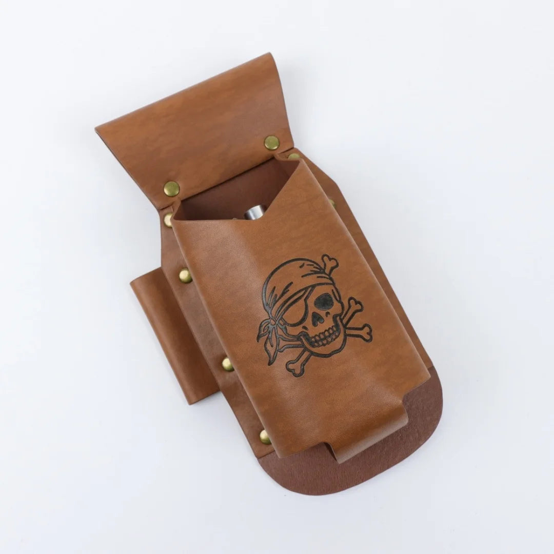 UYEE Belt Pirate Skull Leather Bottle Holster Waist Sash Hanging