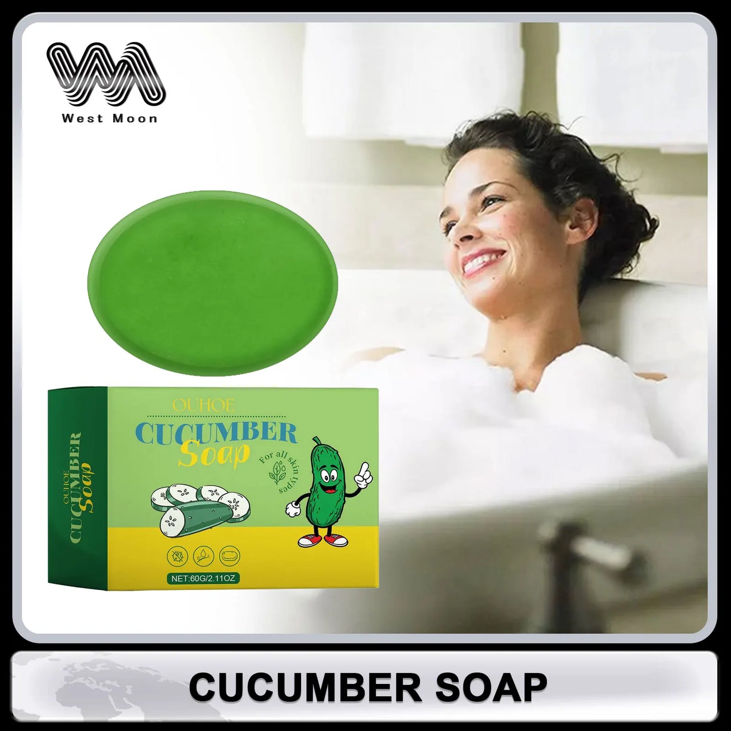 OUHOE Cucumber Soap – Oil Control, Pore Care & Skin Glow 60g