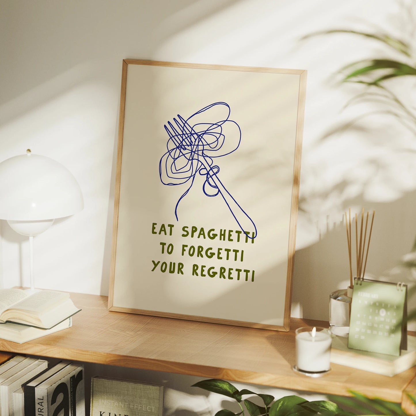 Minimalist "Eat Spaghetti" Canvas Wall Art Print | Kitchen Decor