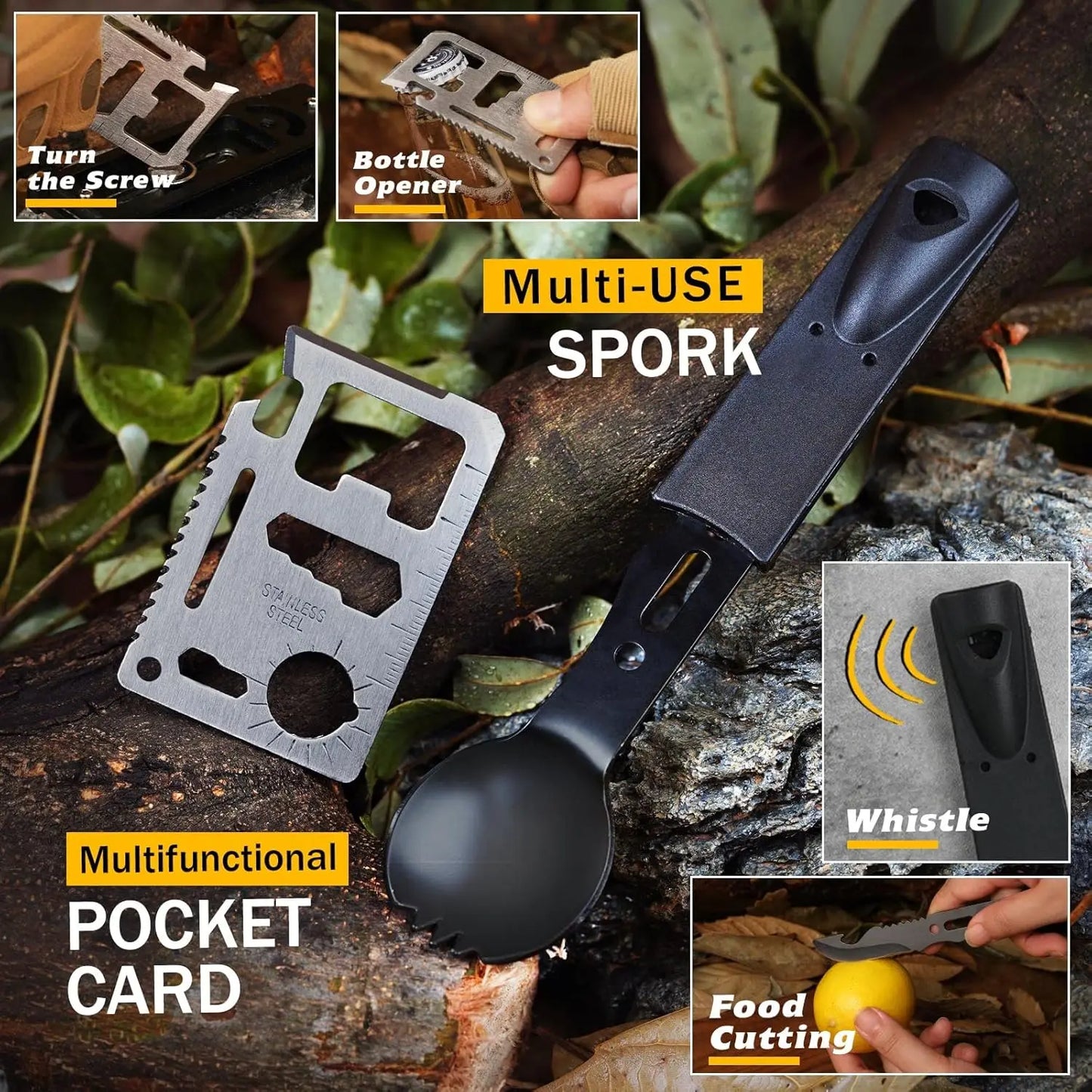 (No flint) Outdoor Adventure Survival Kit SOS Emergency First Aid Kit Camping Equipments Self-defense EDC Box Peaceful Pleasures Health and Wellness