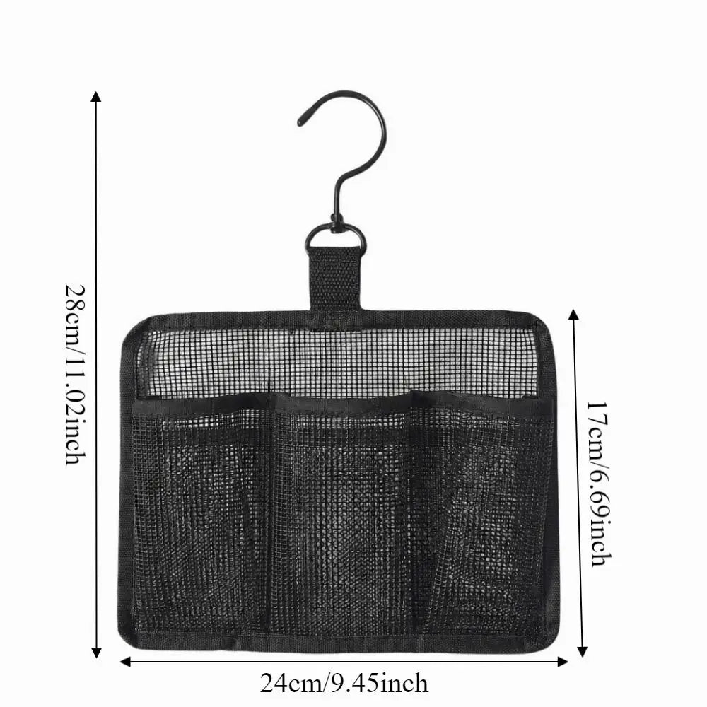 3-Compartment Mesh Hanging Toiletry Bag with Hook | Shower Bag