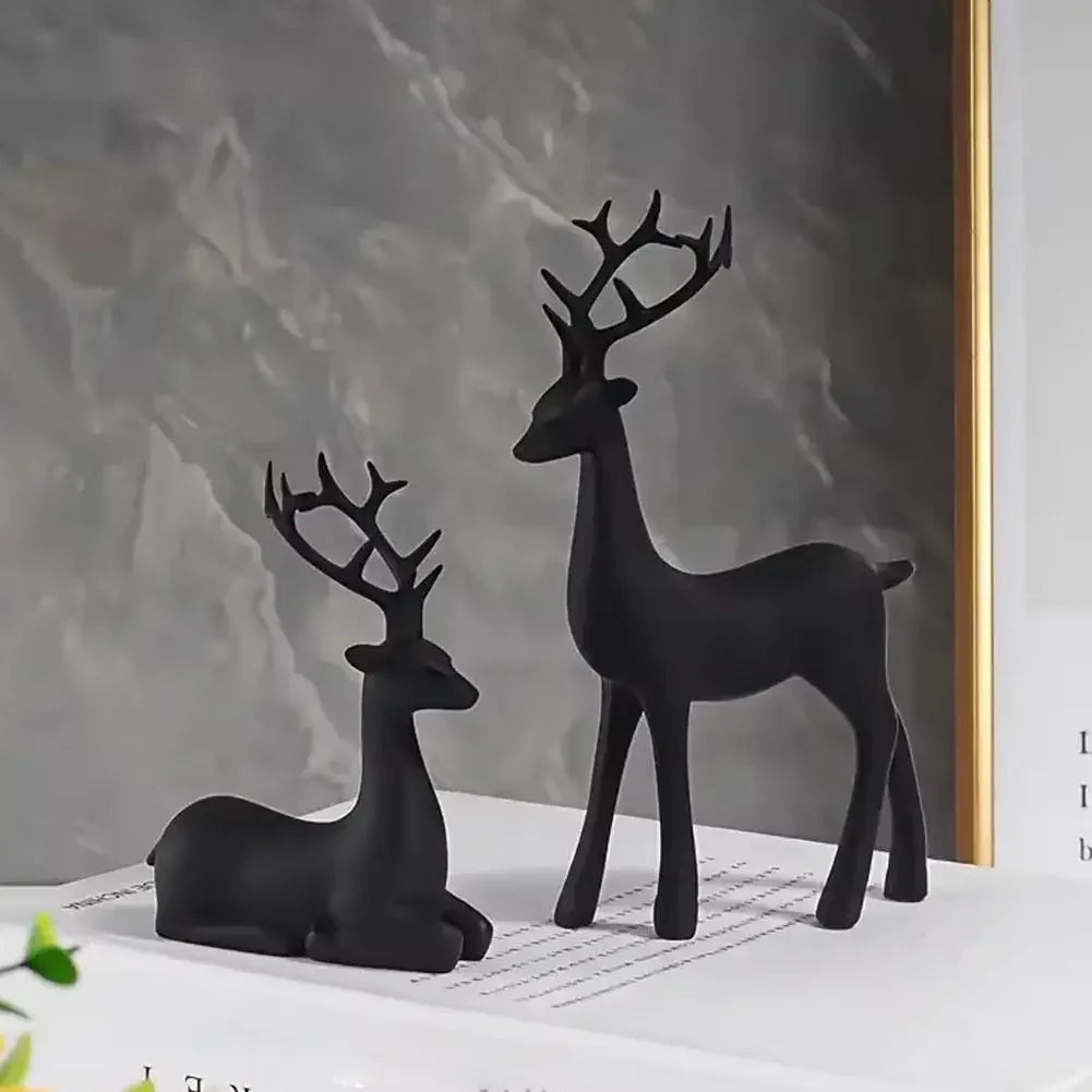 Christmas Reindeer Decor Modern Style Deer Statues Elk Sculpture Figurines Ornament Living Room Bedroom Office Home Decor Peaceful Pleasures Health and Wellness