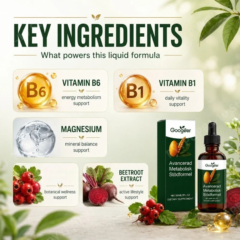 Googeer Liquid Supplement B6 B1 Magnesium Beetroot Drops 60mL