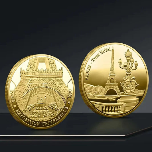 Paris Eiffel Tower Commemorative Coin – Metal Travel Keepsake Commemorative Coin Oasis Select