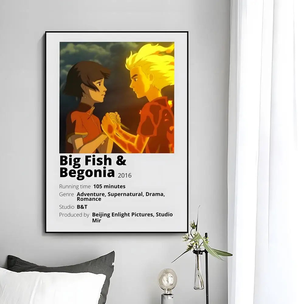 Fantasy Romantic Movie Anime B-Big Fish & Begonia Poster Wall Art Print Poster Decorative Mural Home Decor Gift Unframed Peaceful Pleasures Health and Wellness