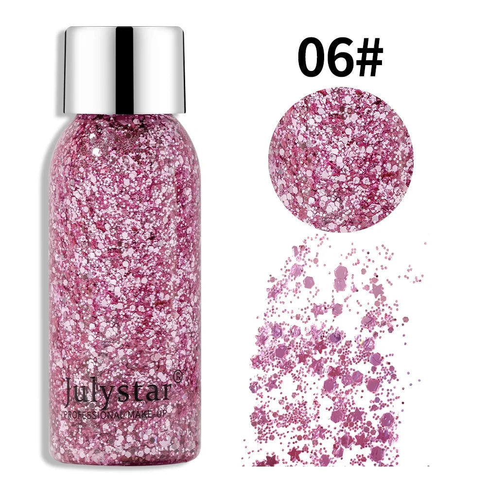 Body Glitter Sequins Gel Longlasting Liquid Face Shimmer Multicolor Eye Shadow for Party Music Festival Makeup Accessory 30ml Peaceful Pleasures Health and Wellness 06