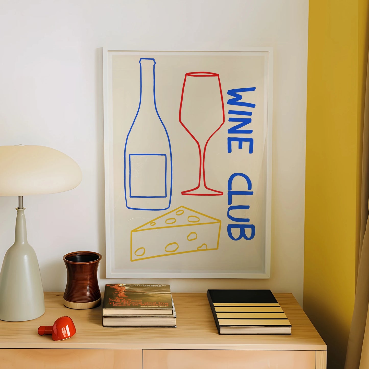 Modern Minimalist Wine Club Canvas Wall Art Print | Home Decor