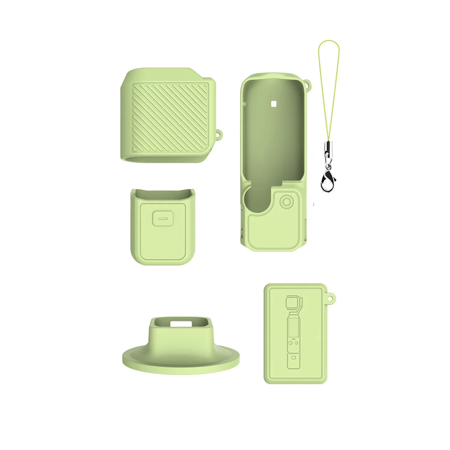 Soft Silicone Case For DJI Pocket 4 With Base Stand And Wrist Strap Thick Shockproof Cover Non-Slip Design For Secure Handling Peaceful Pleasures Health and Wellness Green