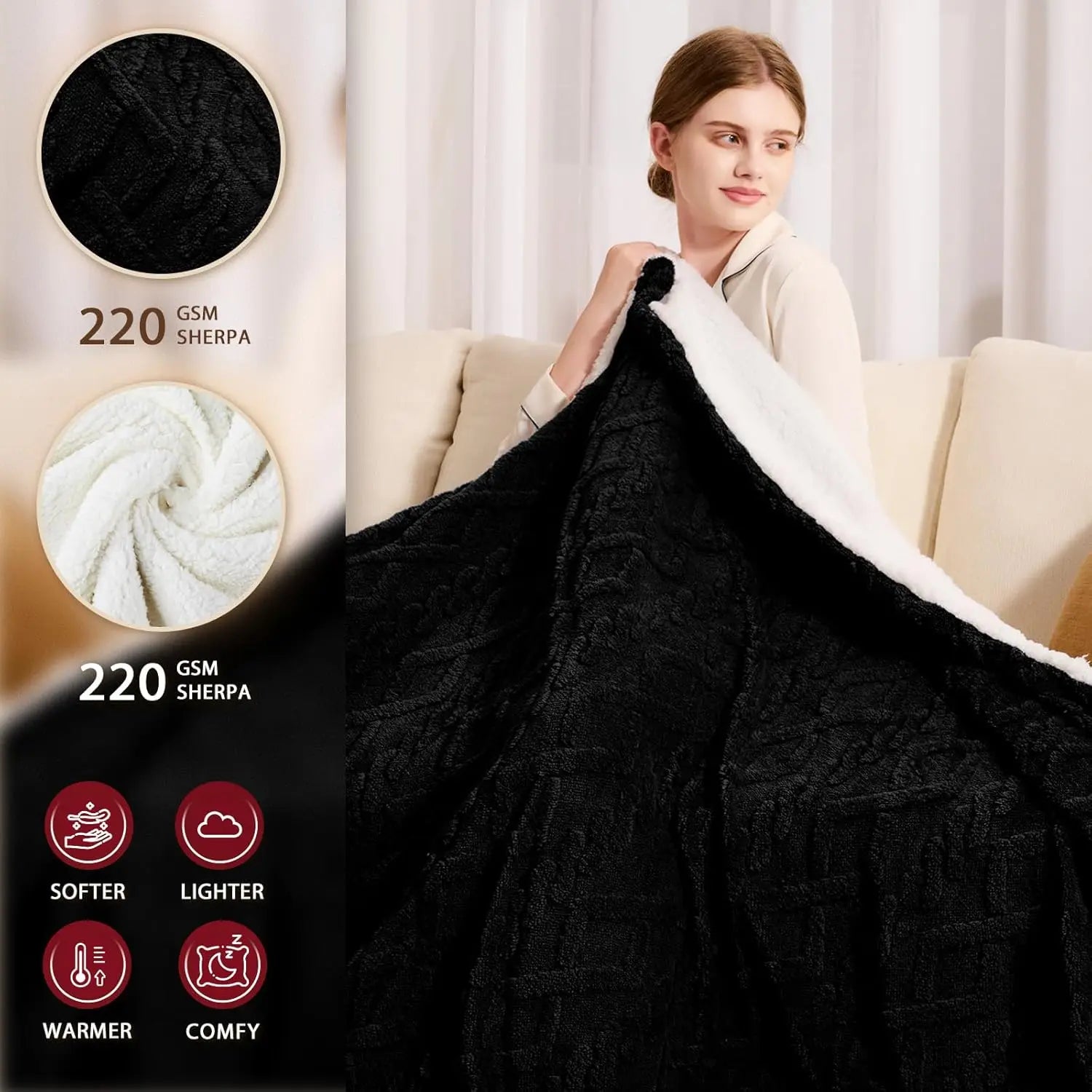 Twin Electric Heated Blanket 62x84" – 10 Levels, 5 Timers, ETL, Sherpa Peaceful Pleasures Health and Wellness