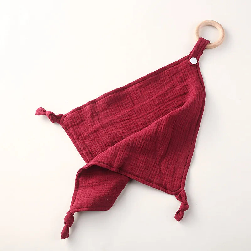 Wooden Ring Baby Drool Bib & Burp Cloth – Soft Cotton Washcloth
