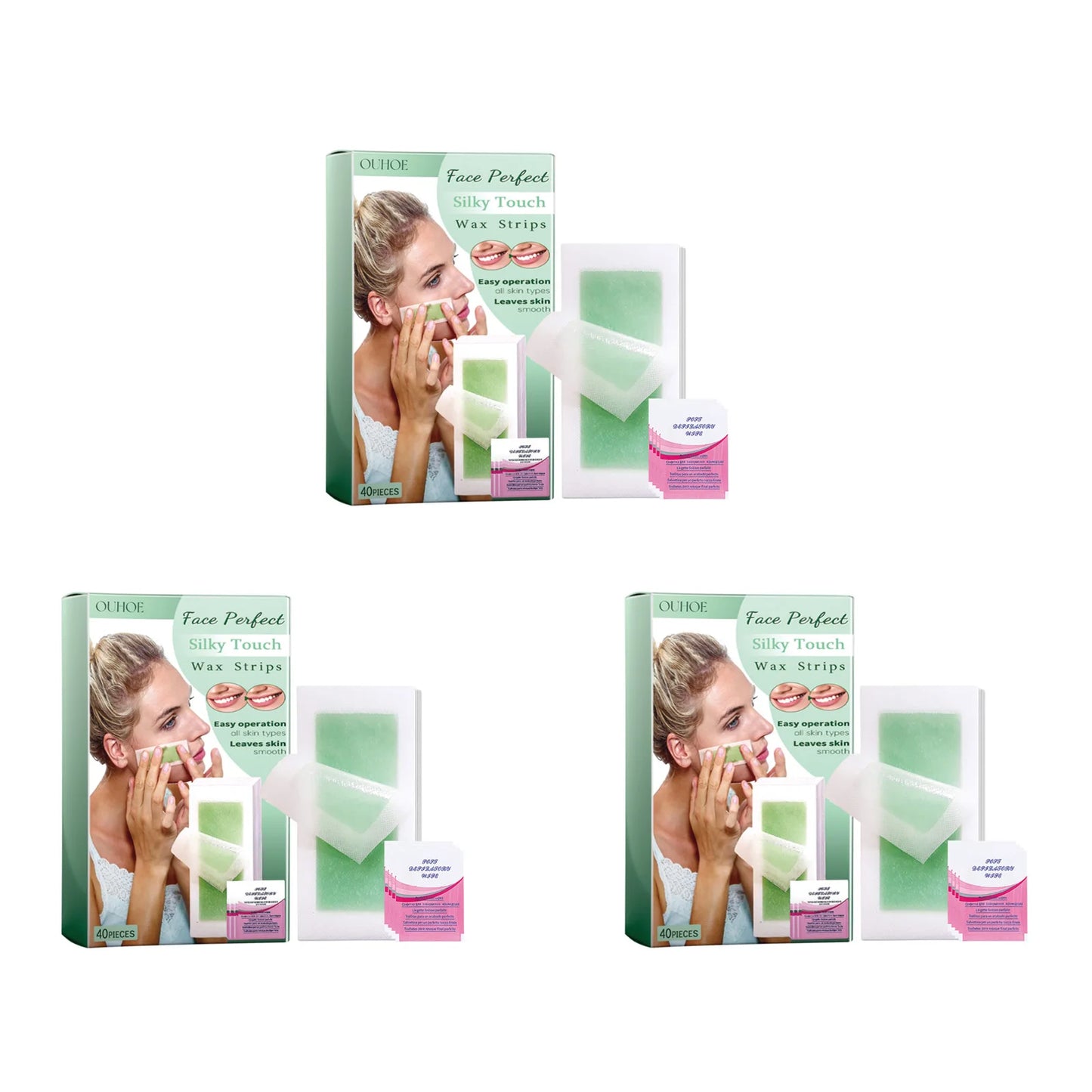 40-Piece Cold Wax Strips – Face & Body Hair Removal with Aloe