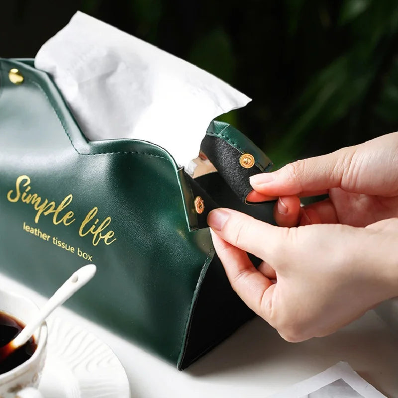 Leather Tissue Box Napkin Holder Car Tissue Box Home Living Room Holder Case Storage Hotel Carton Household Home Large Storage Peaceful Pleasures Health and Wellness