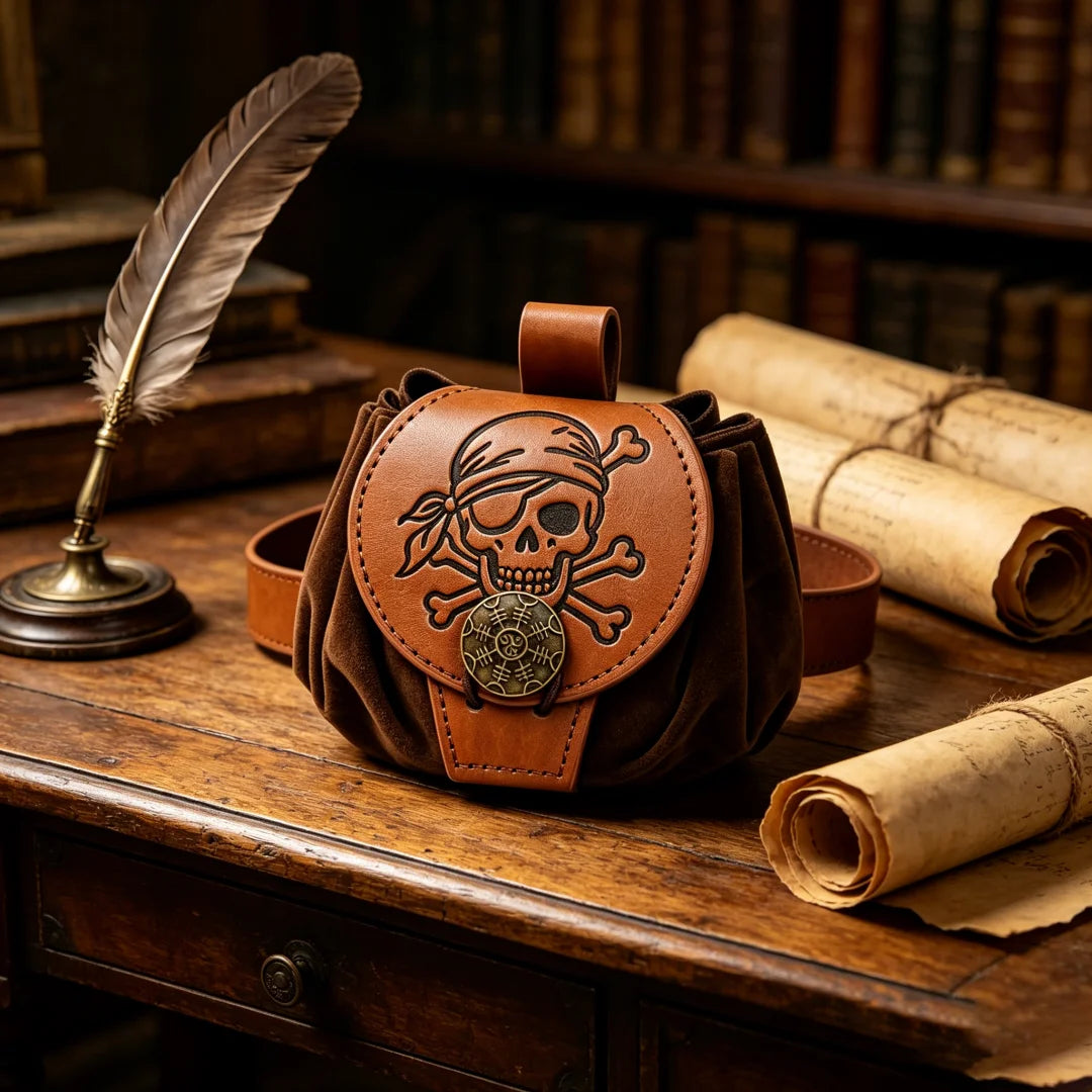 Steampunk Medieval Punk Fanny Packs Men Pu Leather Coin Purse